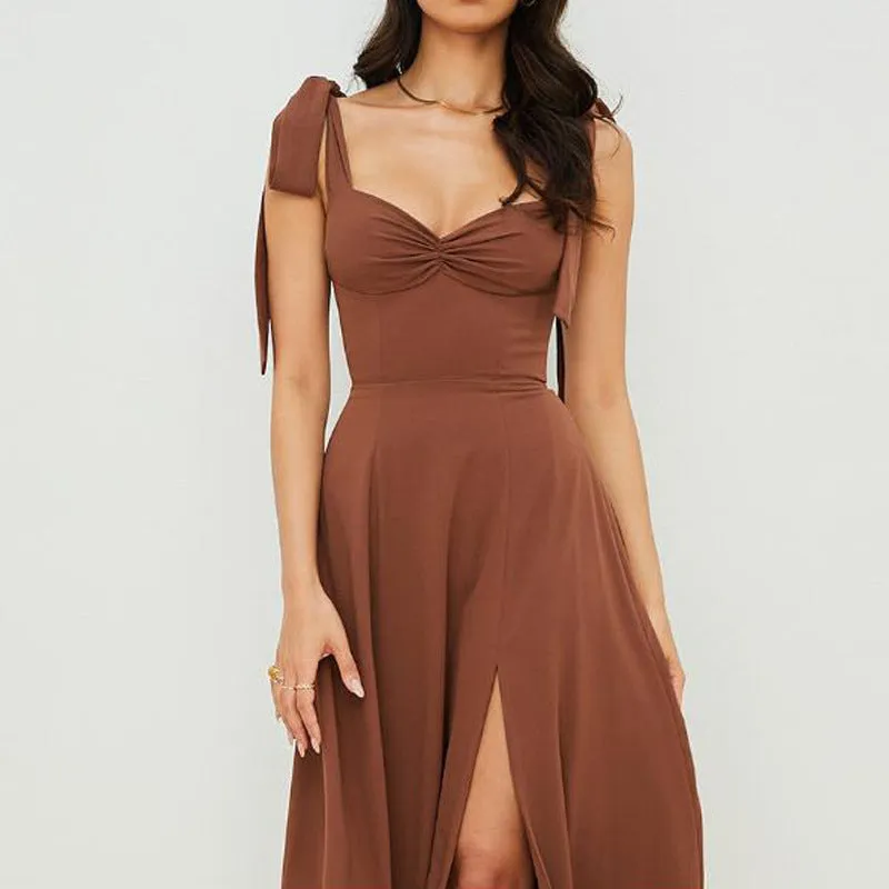 New Arrival Spaghetti Strap Vacation Elegant Slim Backless Low-cut Sexy Dress