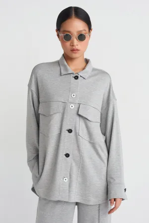 Nu Stitched Detail Shirt Grey Melange