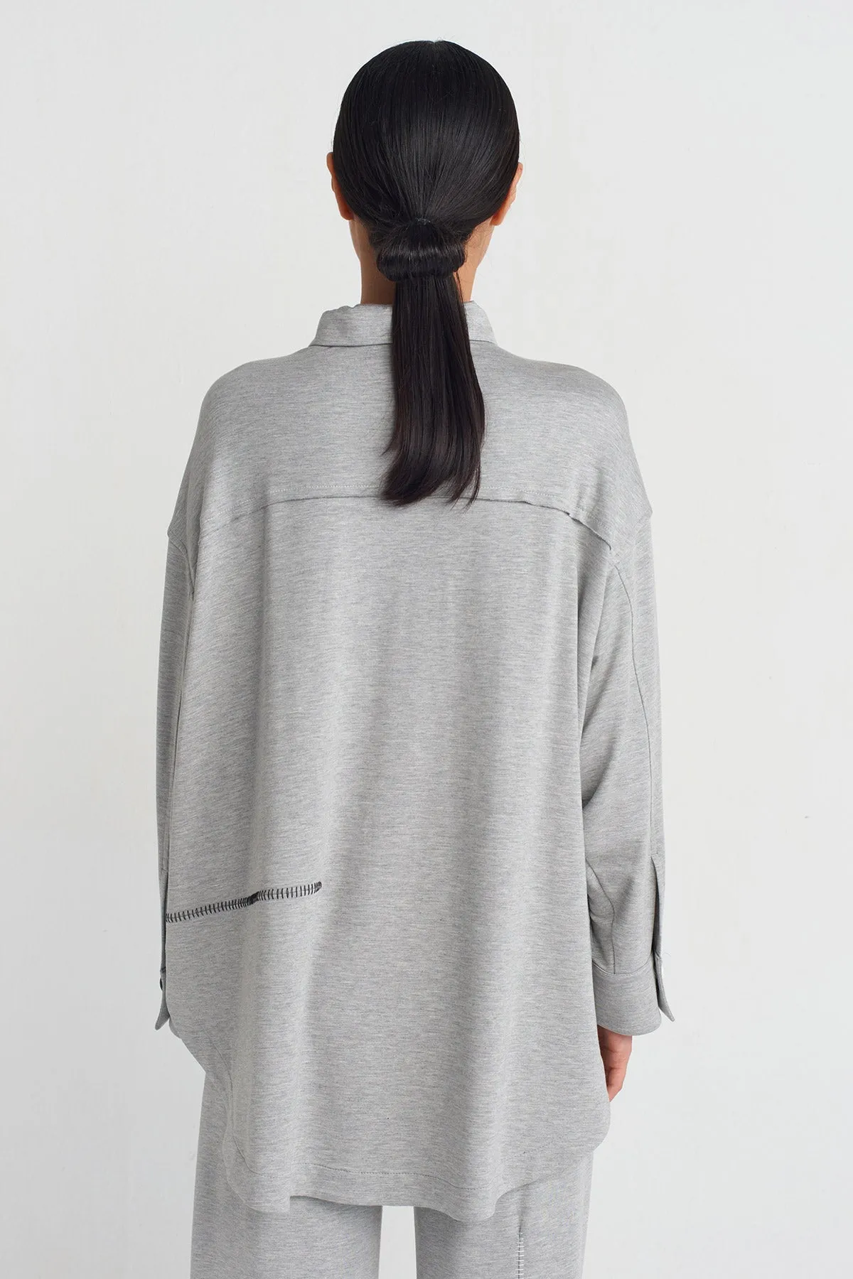 Nu Stitched Detail Shirt Grey Melange