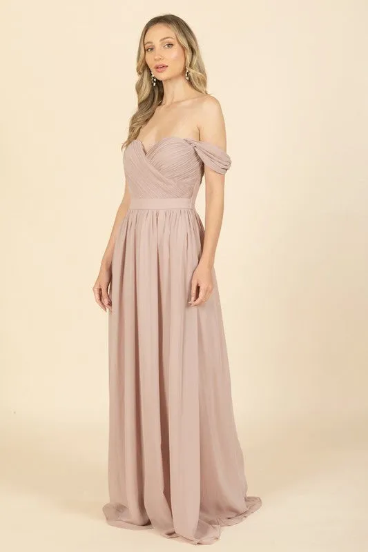 Off Shoulder Chiffon Formal Dress