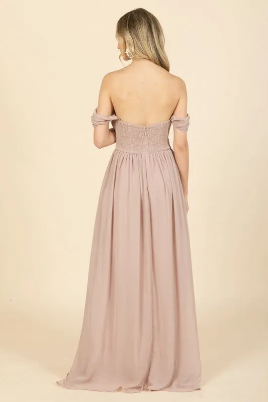 Off Shoulder Chiffon Formal Dress