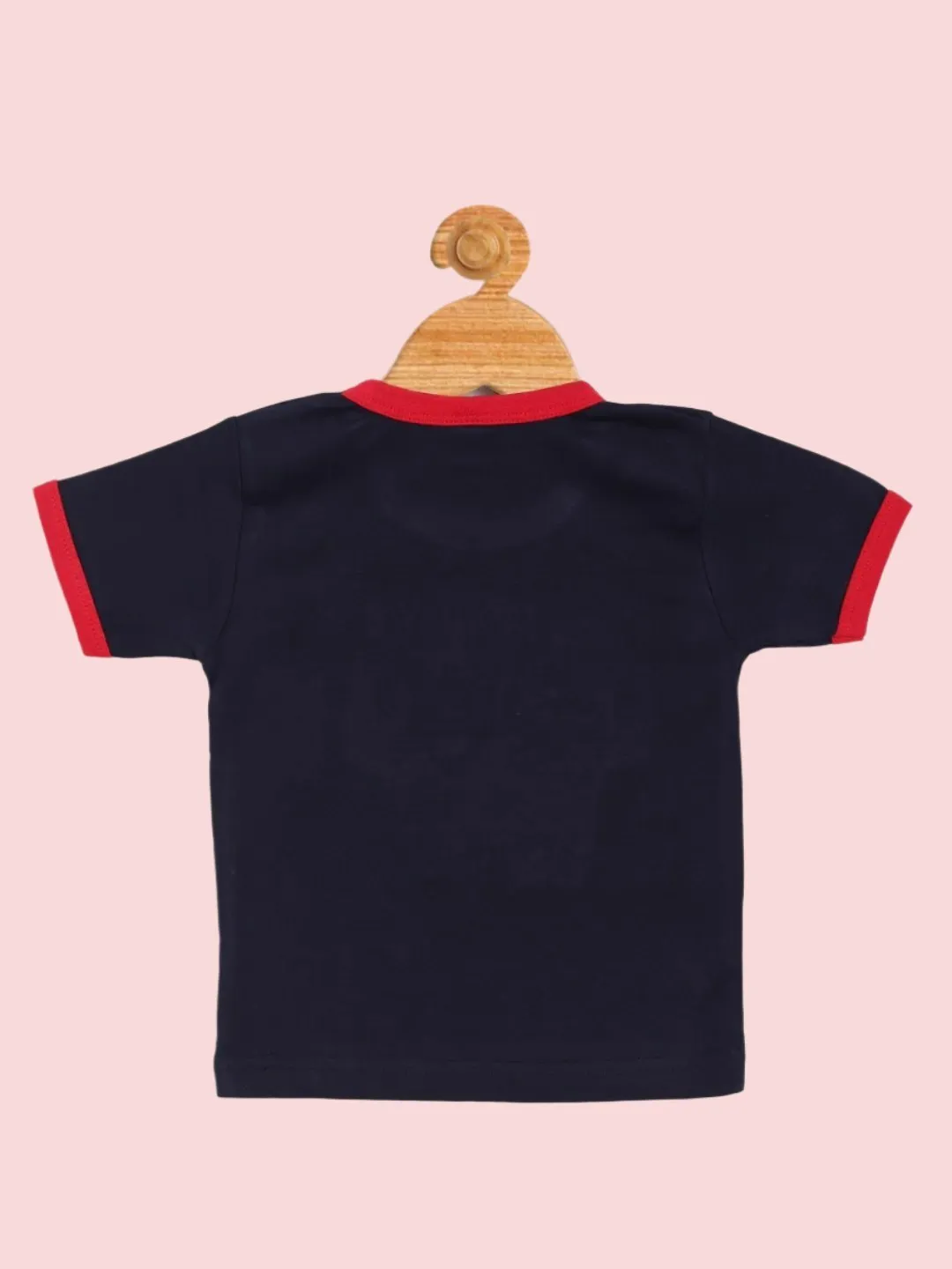 Olio Kids Boy’s Navy Blue T-Shirt and Red Striped Shorts