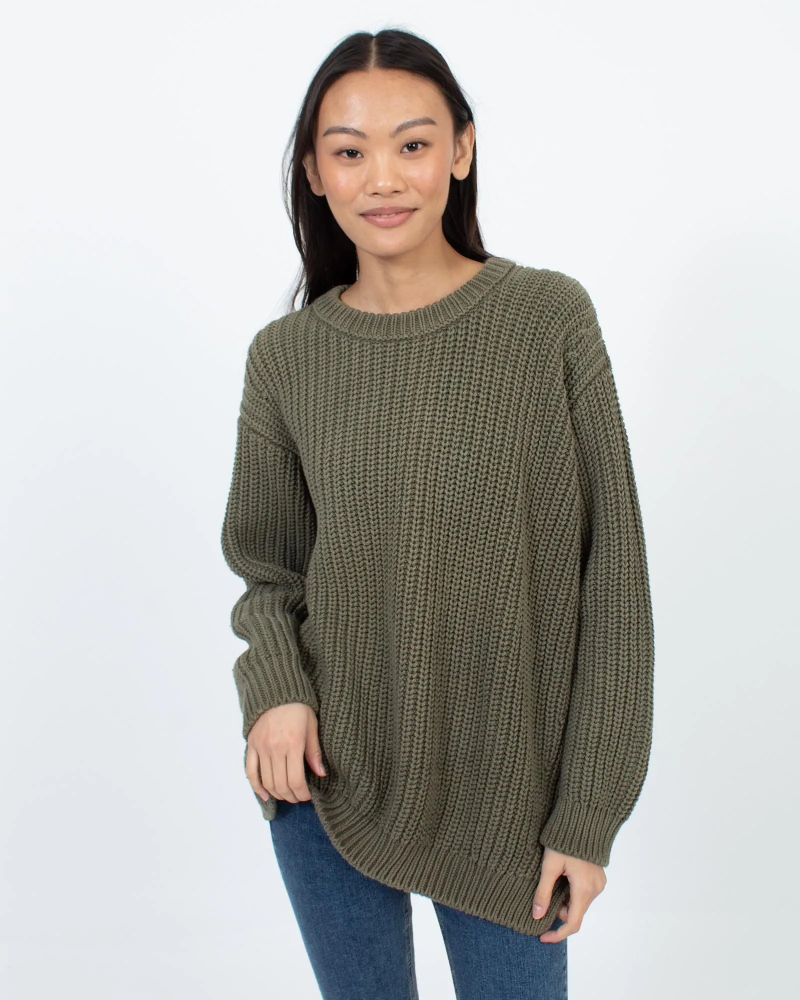 Olive Green Chunky Knit Sweater