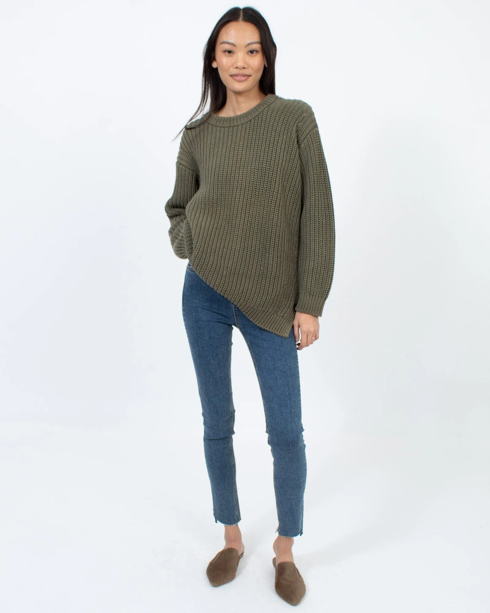 Olive Green Chunky Knit Sweater