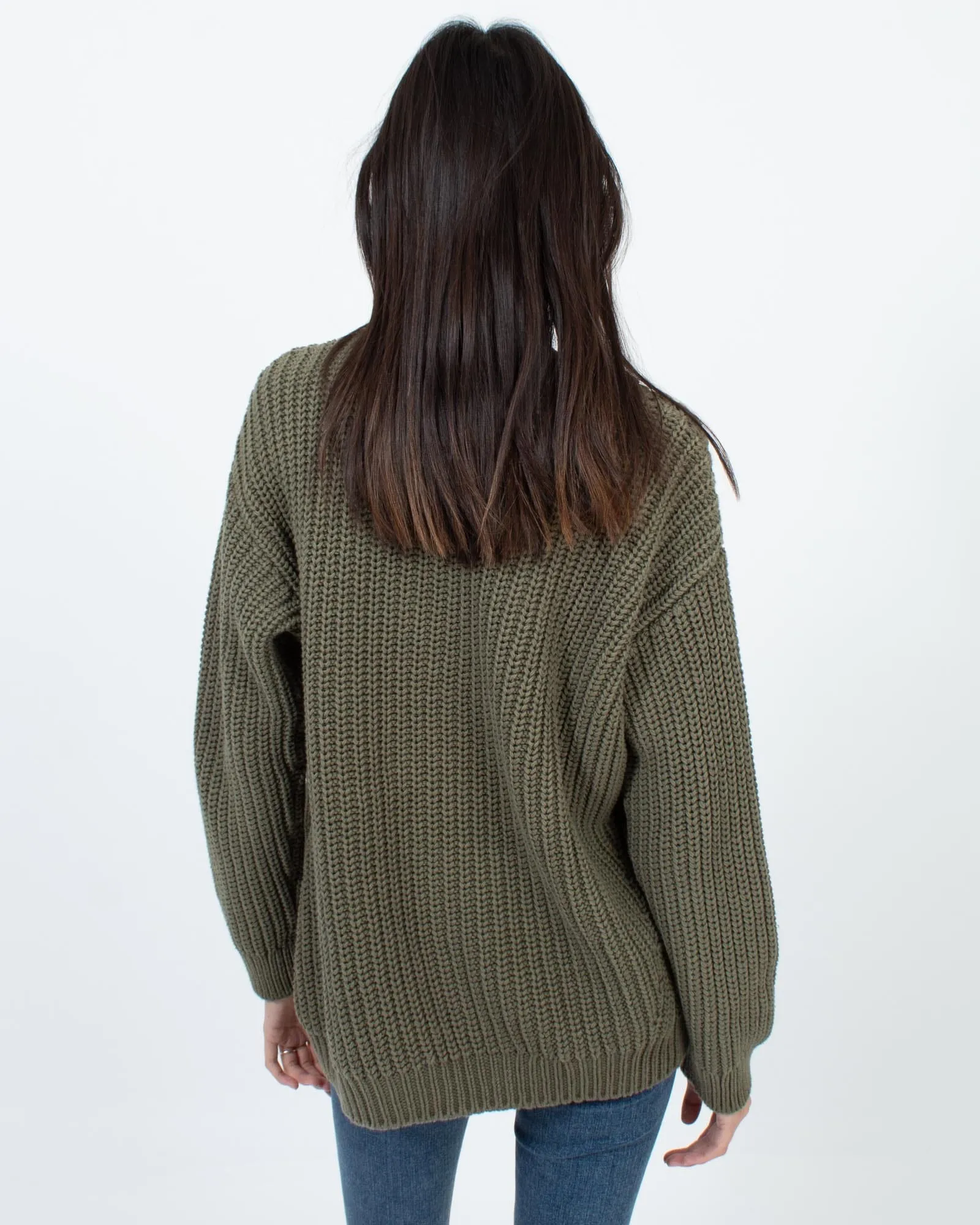 Olive Green Chunky Knit Sweater