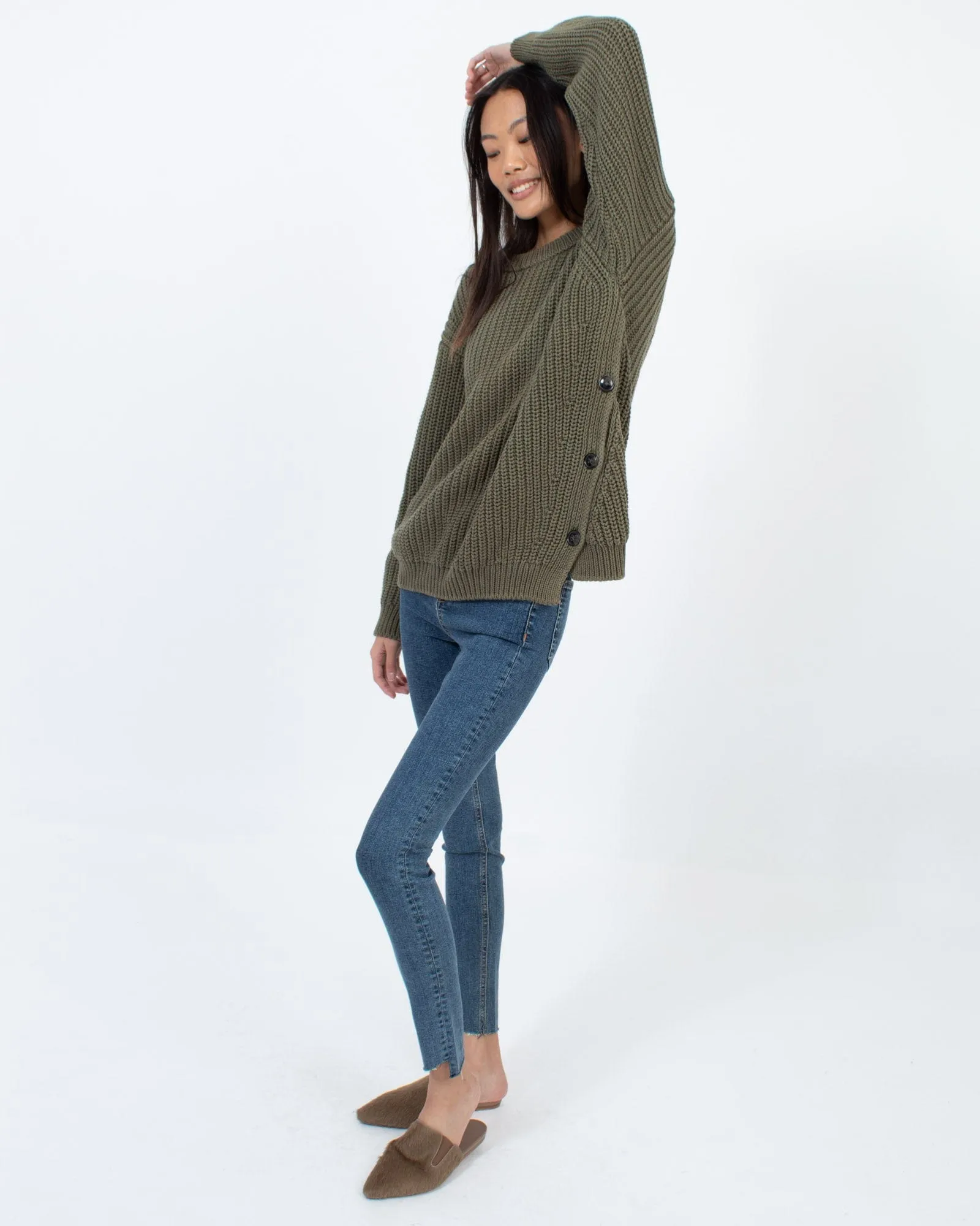 Olive Green Chunky Knit Sweater