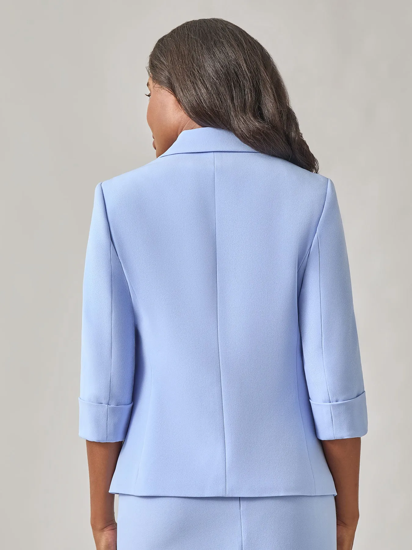 One Button Cuff Sleeve Jacket, Iconic Stretch Crepe