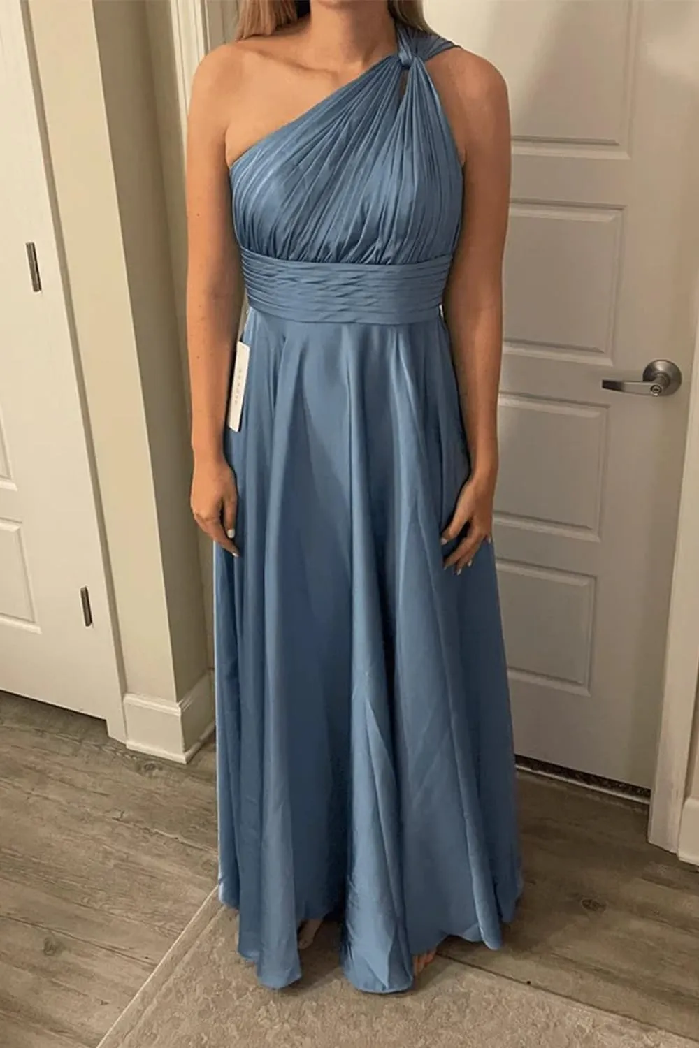 One Shoulder Pleated Bridesmaid Dresses for Women 2025 Elegant Long Corset Chiffon Formal Dress with Pocket LO042