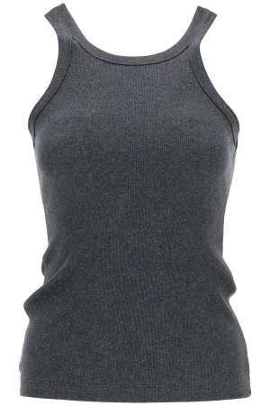 organic cotton ribbed tank top charcoal melange with wide straps 243 WRT1129 FB0246 CHARCOAL MELANGE