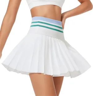 Pleated Tennis Skirt For Women, High Waist With Built-In Shorts, Soft Nylon Spandex, Comfortable Elastic Waist, Ideal For Golf And Activewear