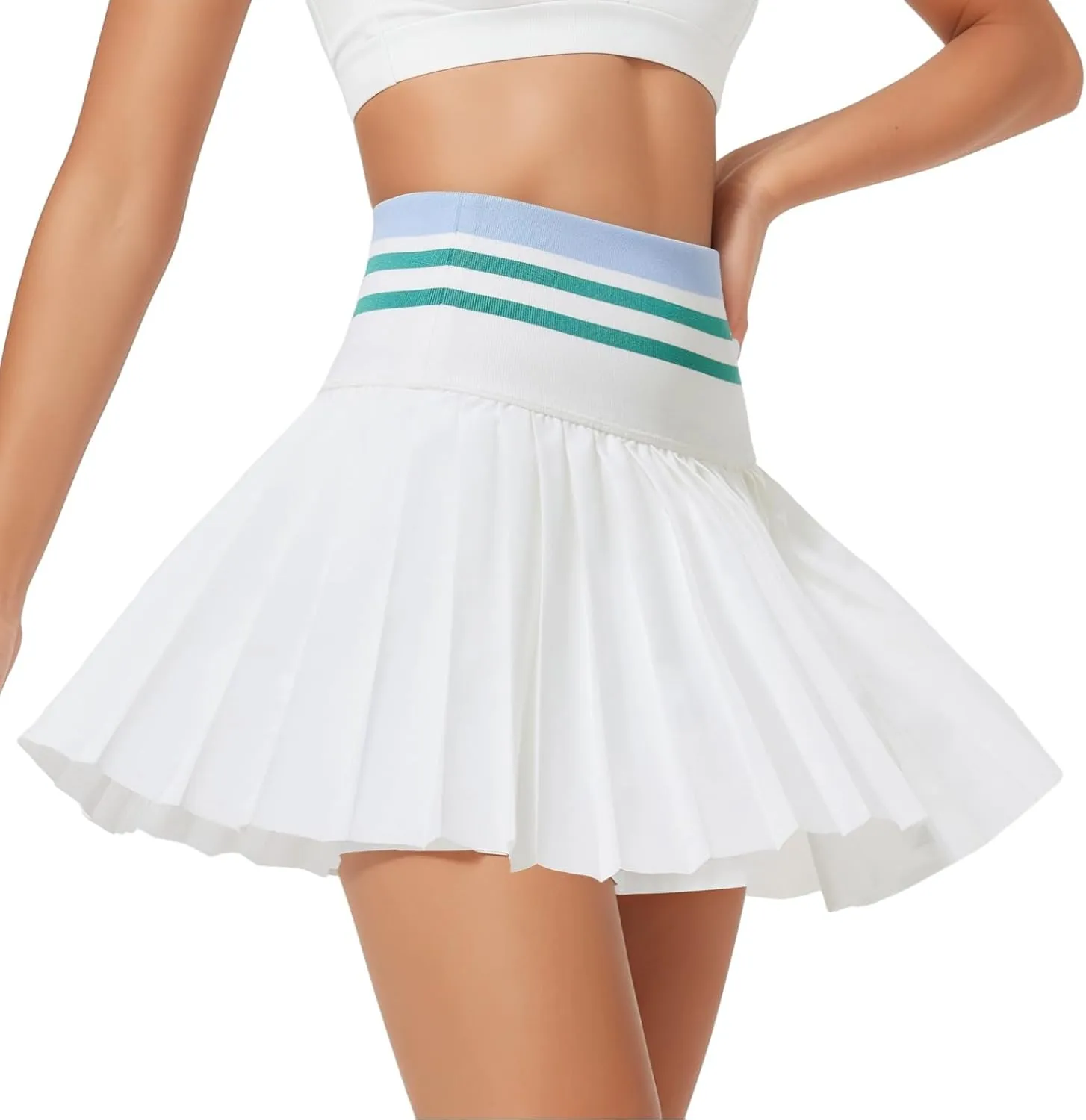 Pleated Tennis Skirt For Women, High Waist With Built-In Shorts, Soft Nylon Spandex, Comfortable Elastic Waist, Ideal For Golf And Activewear