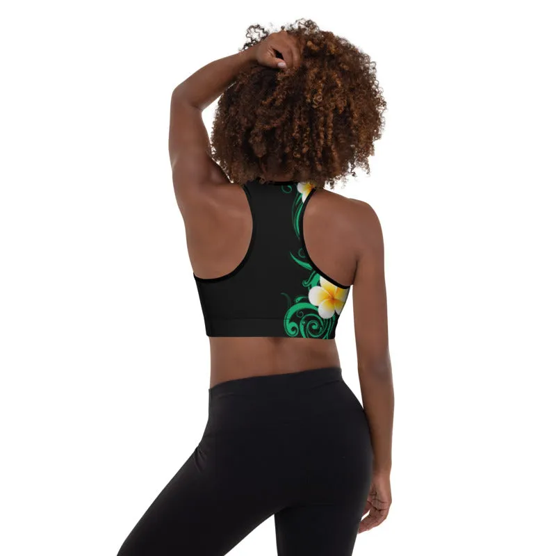 Plumeria Hawaiian Floral Pattern Padded Sports Bra