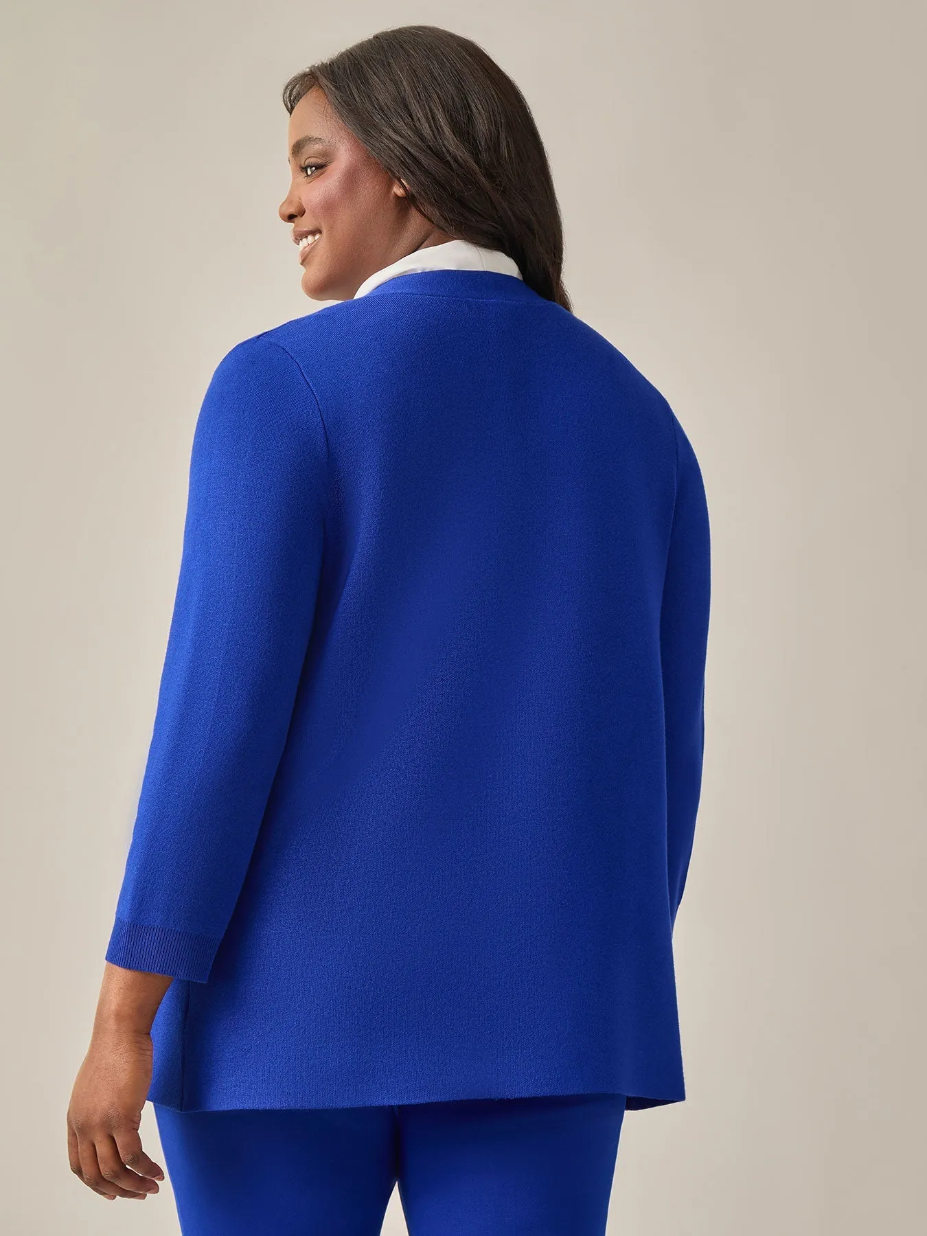 Plus Size Open Front Cardigan, Royal Signature