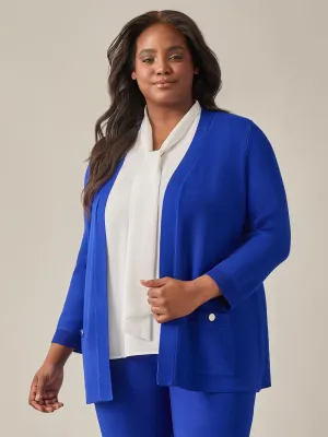 Plus Size Open Front Cardigan, Royal Signature