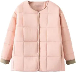 Plus Size Women Parka Autumn/Winter Fashion Square Contrast Color Cotton-Padded Coat