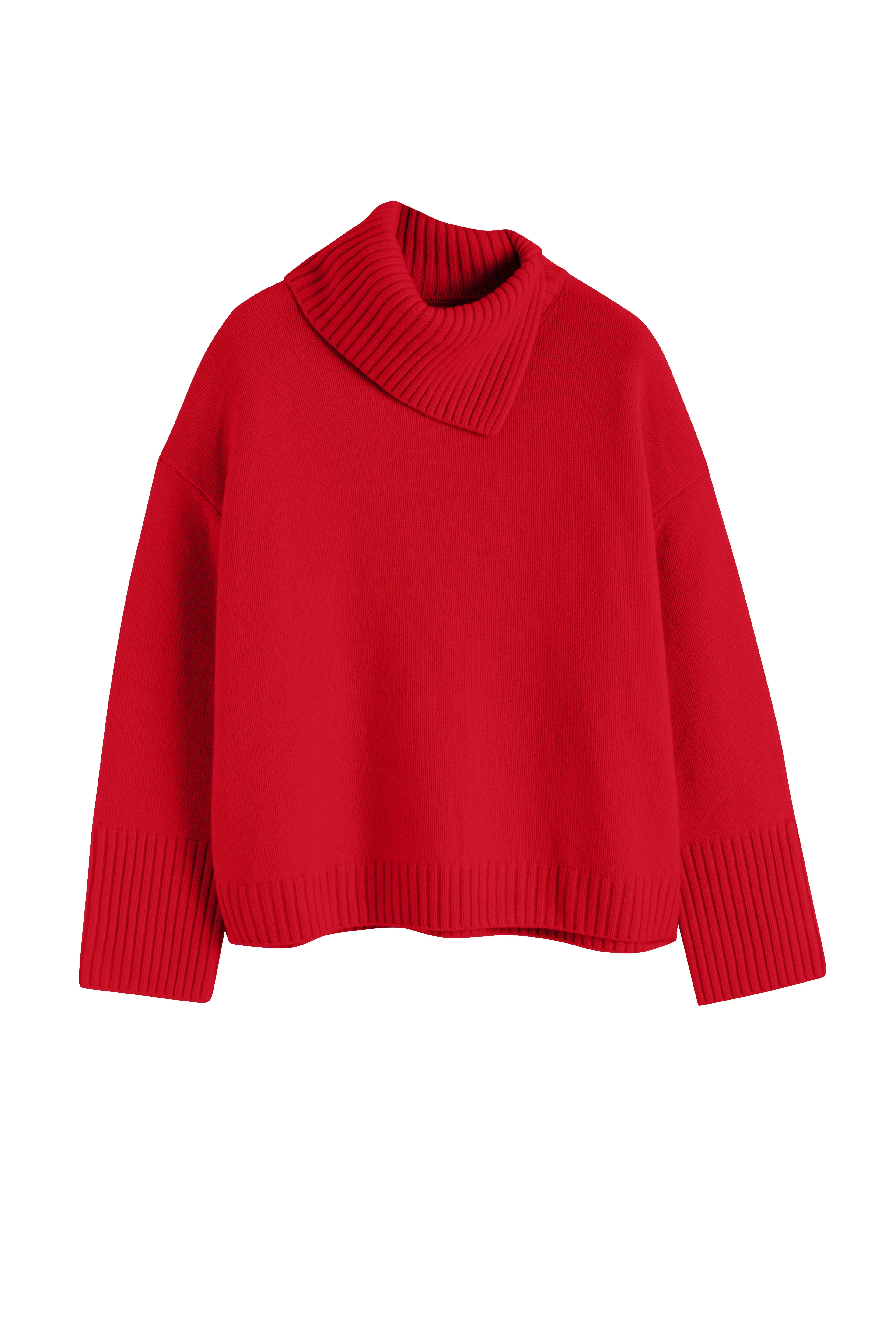 Red Pure Cashmere Asymmetric Sweater