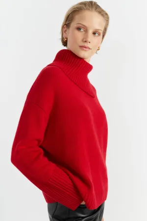 Red Pure Cashmere Asymmetric Sweater