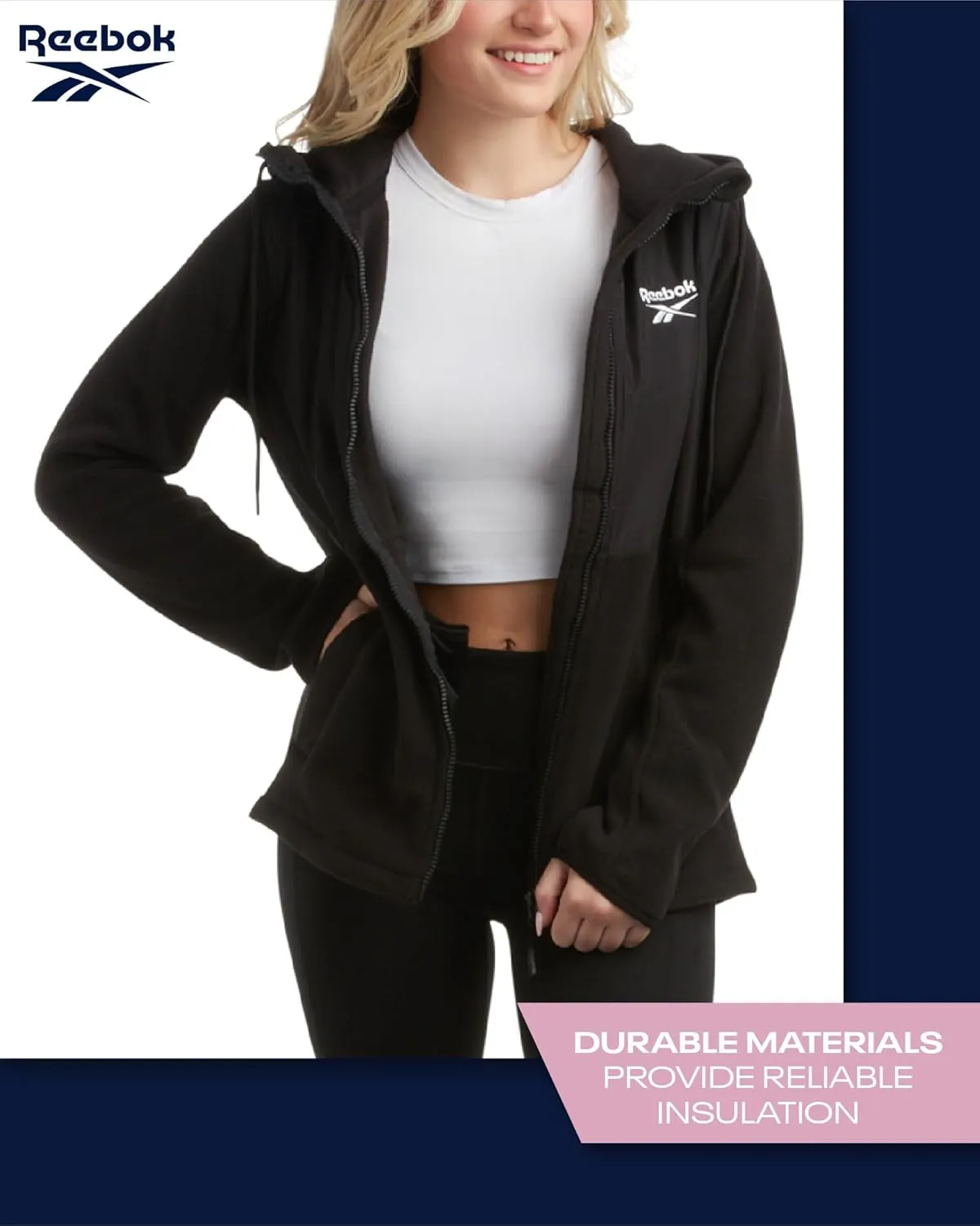 Reebok Women's Jacket - Polar Fleece Sweatshirt Jacket - Lightweight Coat for Women (S-XL)