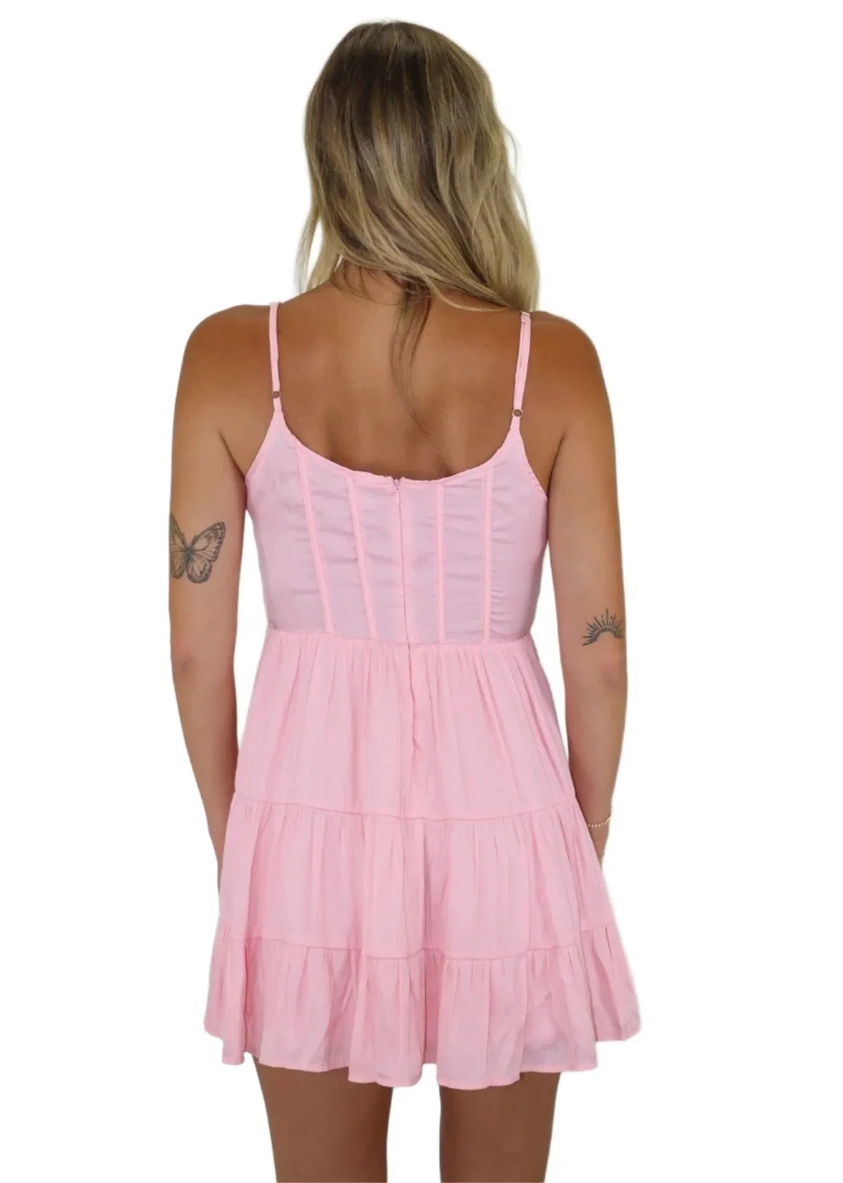 Rock N Rags - "How You Remind Me" Dress - Pink - Corset Flare