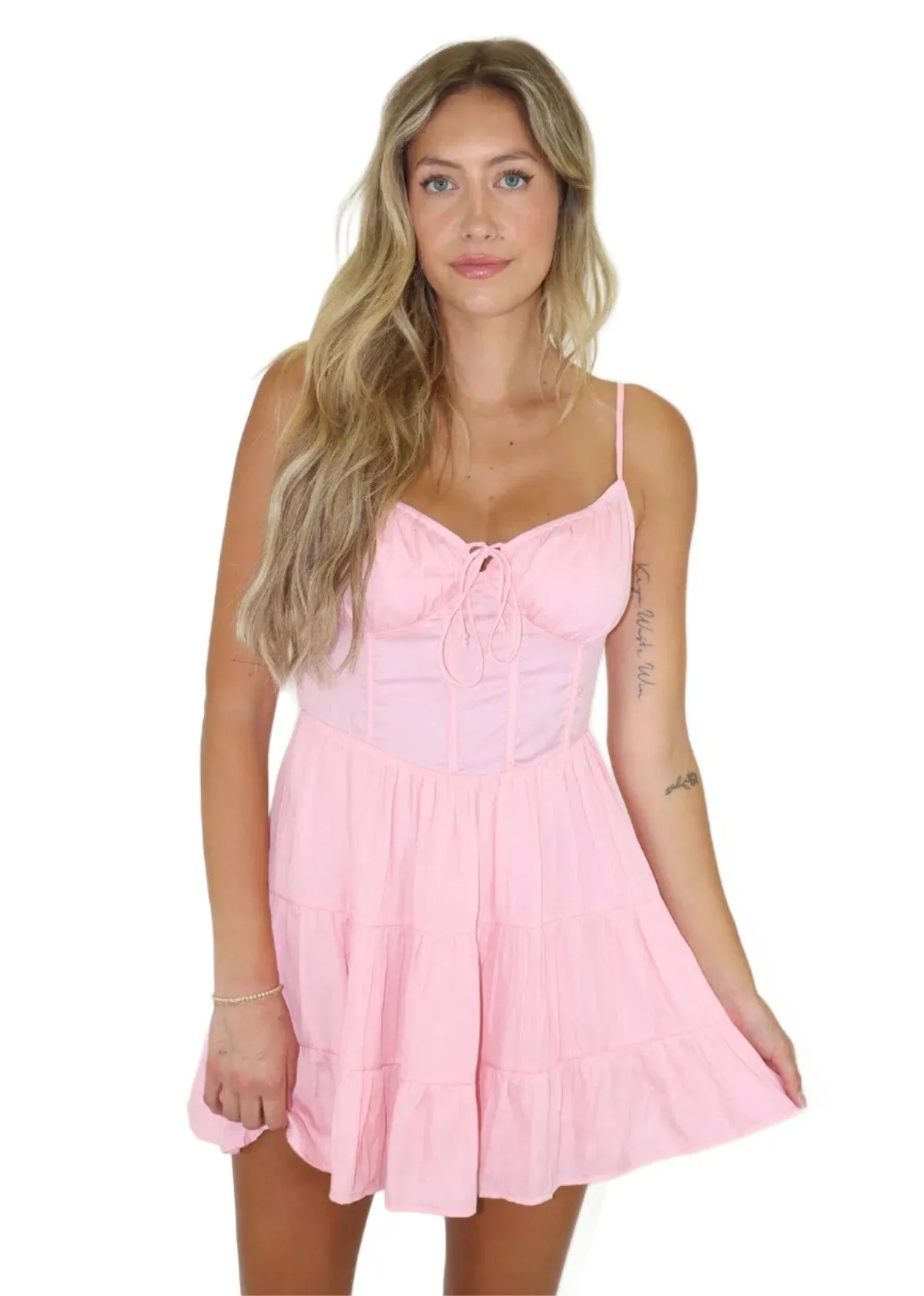 Rock N Rags - "How You Remind Me" Dress - Pink - Corset Flare