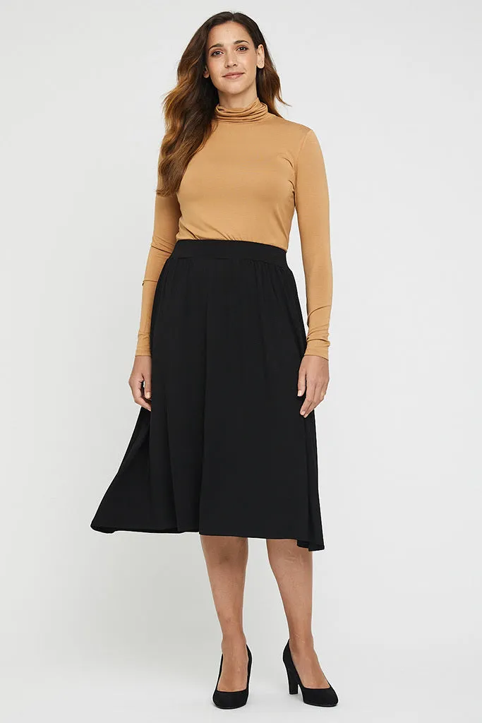 ROCKY Black Bamboo Midi Skirt
