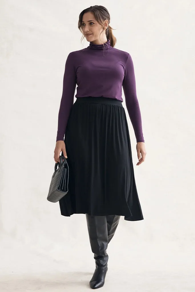 ROCKY Black Bamboo Midi Skirt