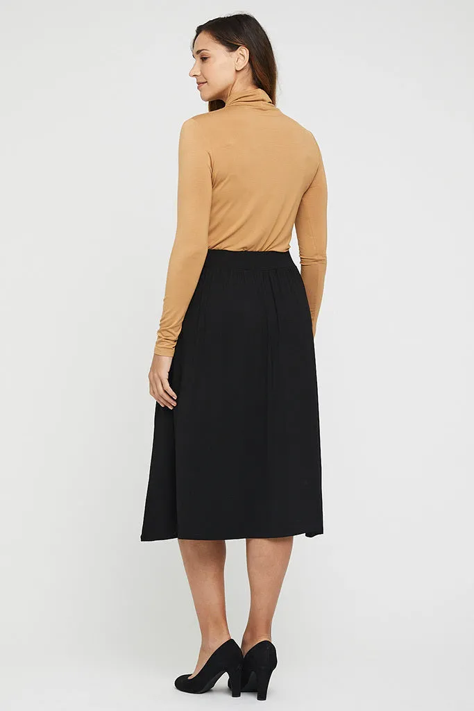 ROCKY Black Bamboo Midi Skirt