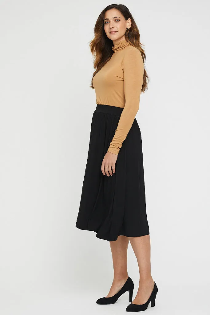ROCKY Black Bamboo Midi Skirt