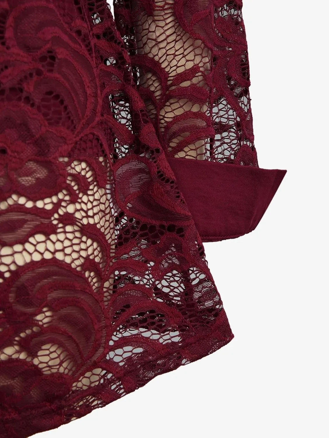 ROSE GAL Rosegal Womens Plus Size Sheer Lace Button Front Long Sleeve Blouse and Cami Top Twinset