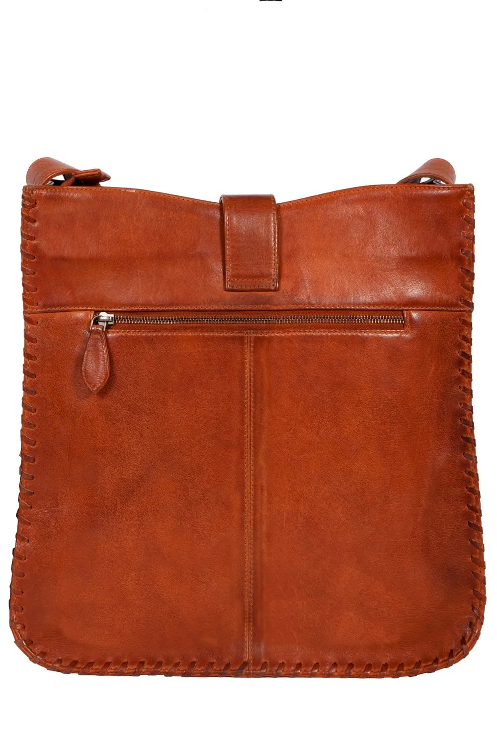 Scully Womens Brown Leather Whip Stitch Handbag