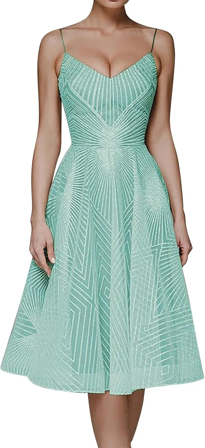 Semi Formal Dresses for Women Evening Party Plus Size Midi Cocktail Elegant Homecoming Prom Dress Summer Beach Dress