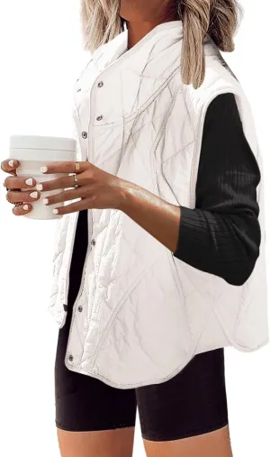 SENSERISE Womens Puffer Vest Quilted Vests Oversized Lightweight Outerwear Padded Jacket Winter Fall Outfits