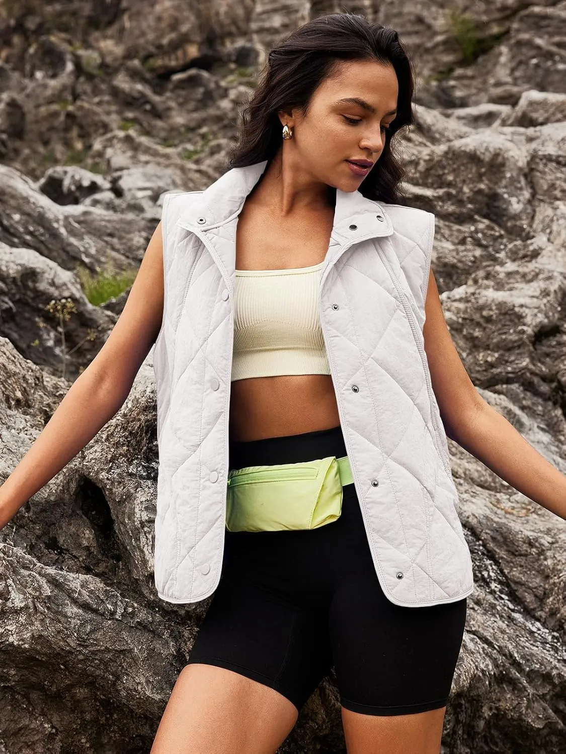 SENSERISE Womens Puffer Vest Quilted Vests Oversized Lightweight Outerwear Padded Jacket Winter Fall Outfits