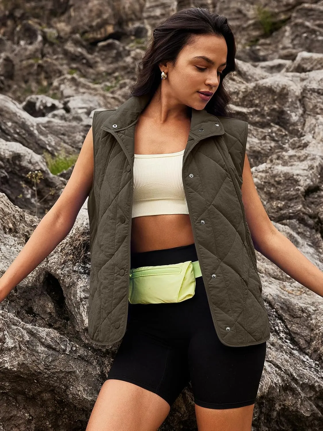 SENSERISE Womens Puffer Vest Quilted Vests Oversized Lightweight Outerwear Padded Jacket Winter Fall Outfits