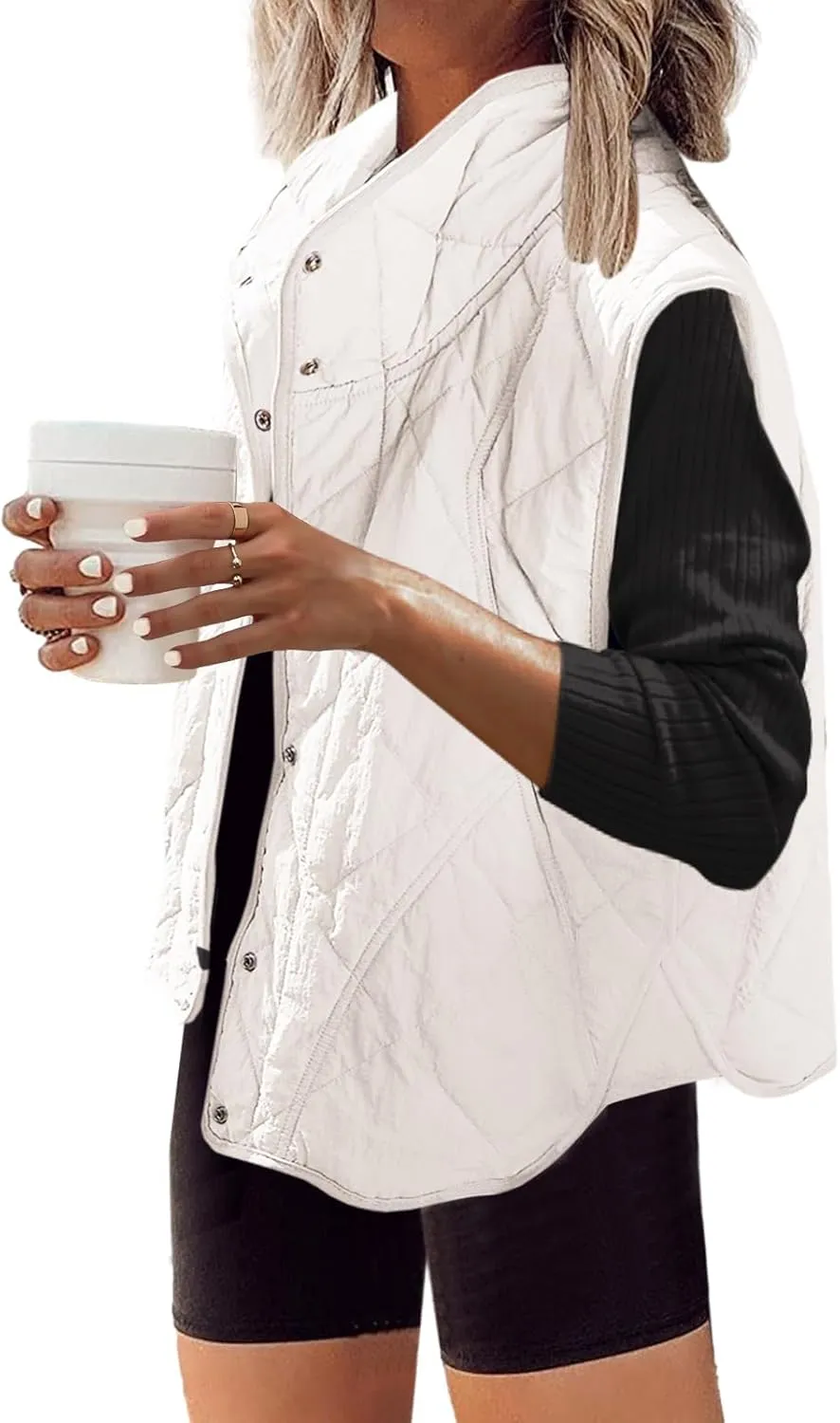 SENSERISE Womens Puffer Vest Quilted Vests Oversized Lightweight Outerwear Padded Jacket Winter Fall Outfits