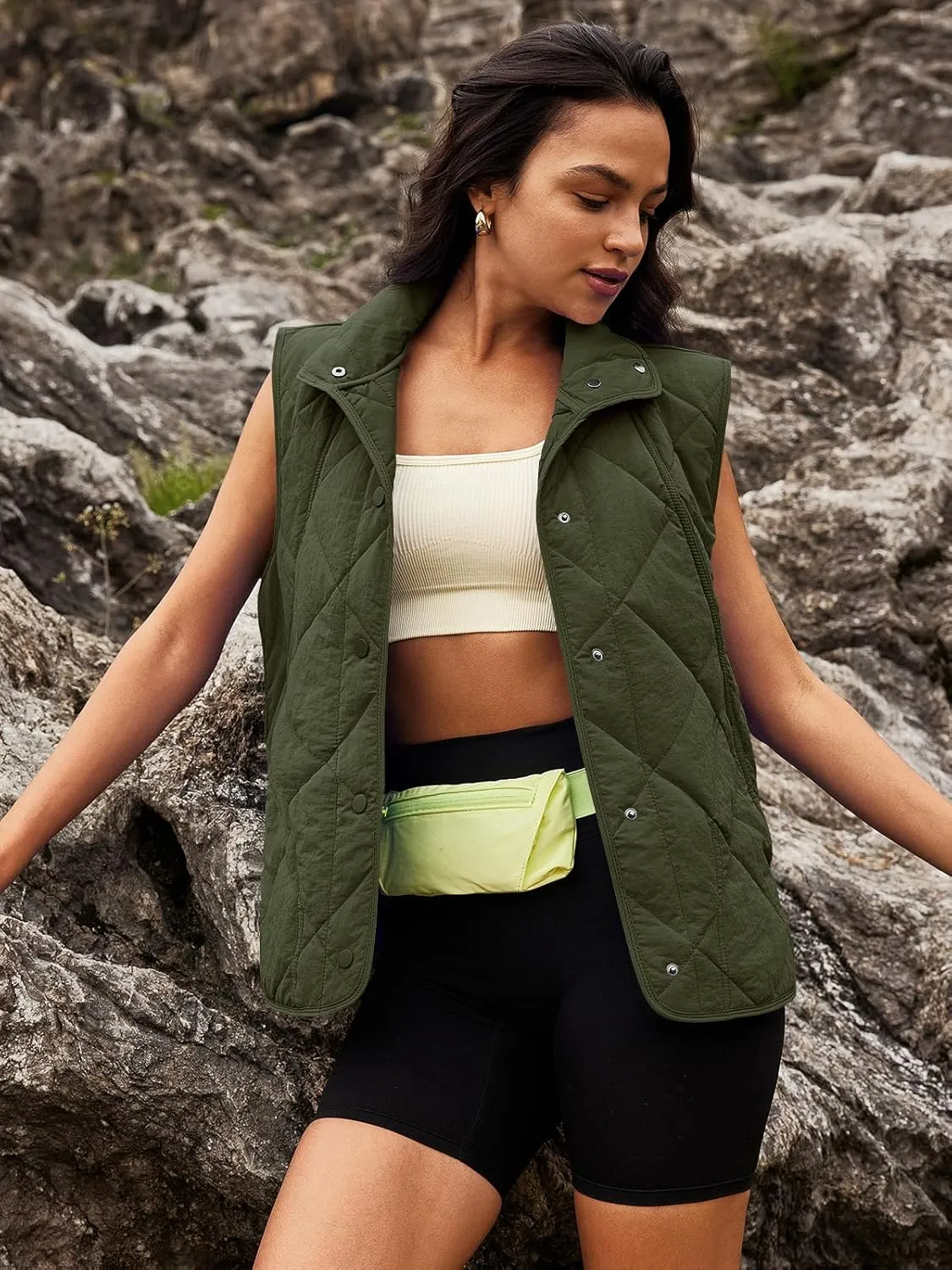 SENSERISE Womens Puffer Vest Quilted Vests Oversized Lightweight Outerwear Padded Jacket Winter Fall Outfits