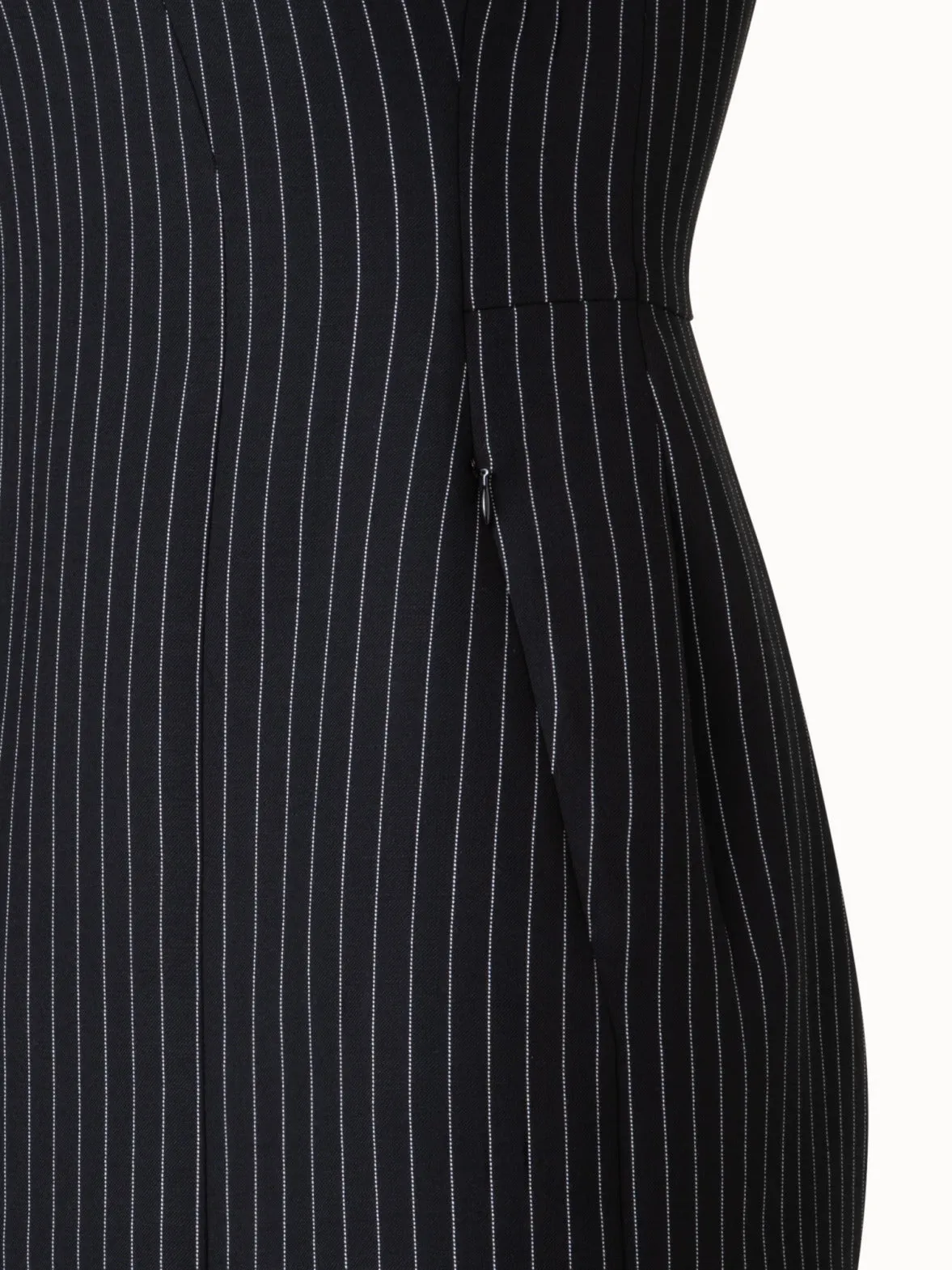 Sheath Dress in Wool Double-Face with Pinstripes