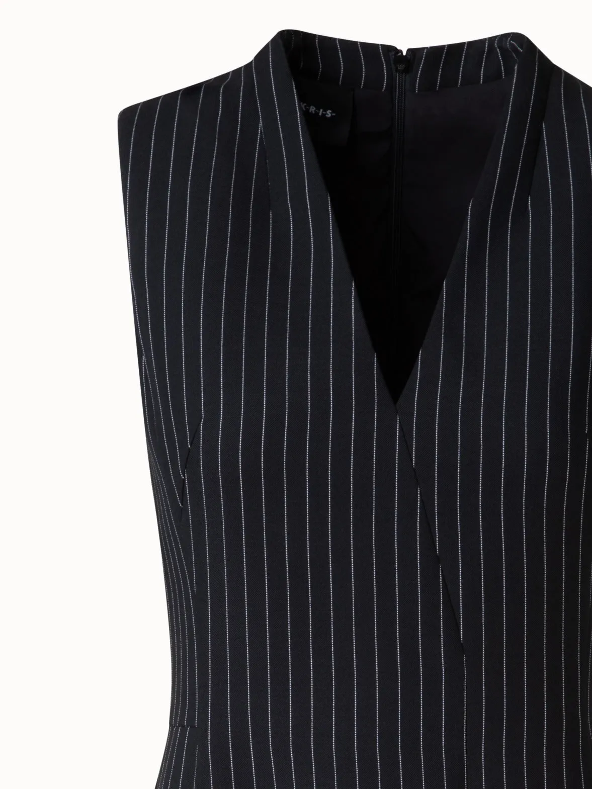 Sheath Dress in Wool Double-Face with Pinstripes