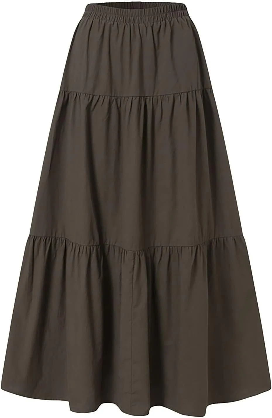 Skirted Toilet Women's Spring/Summer Casual High Waist Linen Solid Pleated Loose Swing Half Length Skirt Skirt