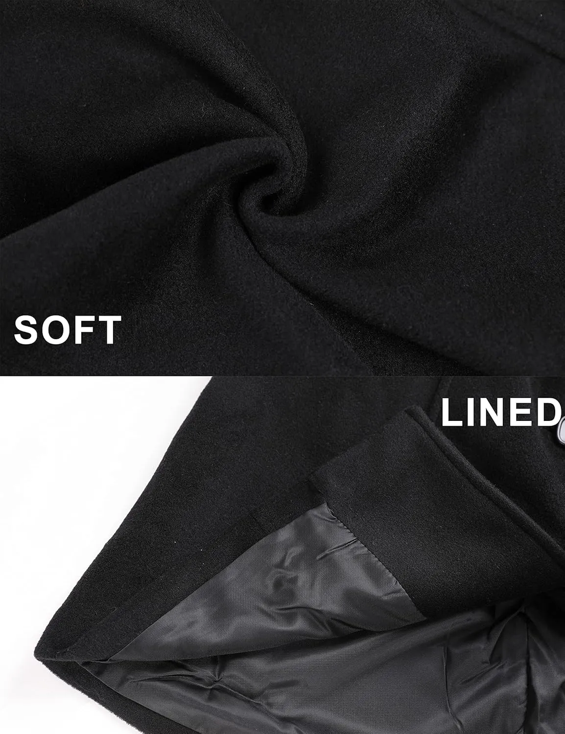 Springrain Womens Pea Coat Elegant Overcoat Single Breasted Winter Coat Dress Coat with Pockets