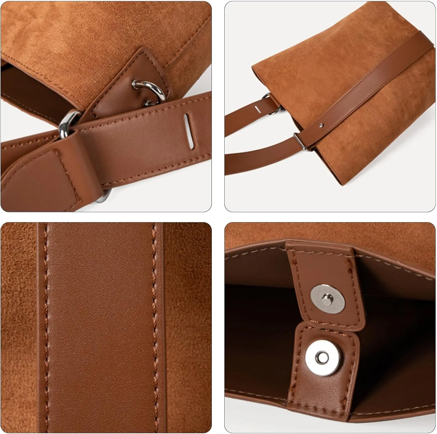 Stylish Shoulder Bag For Women Large Capacity Armpit Bag Retro Bucket Handbag Satchel PU Leather Underarm Purse