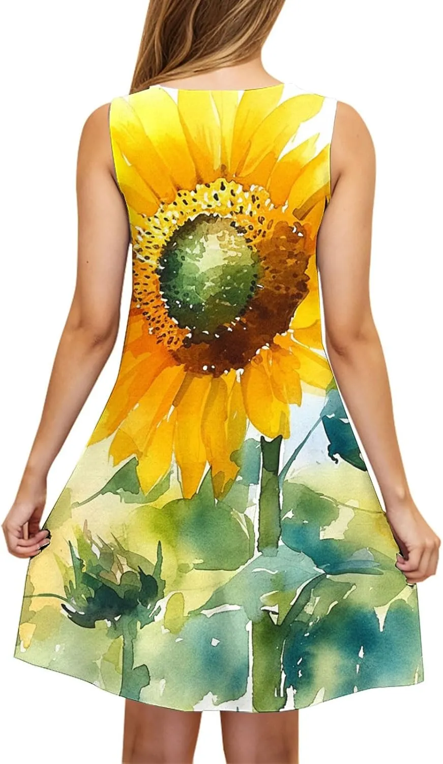Summer Dresses for Women 2025 Short Crewneck Sleeveless Sundresses Casual Vacation Floral Boho Beach Dress Cover Up
