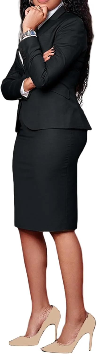 Tcremisa Women's Fashion 2 Piece Professional Suit Business Outfits Casual Long Sleeve Blazer and Pencil Skirt Set