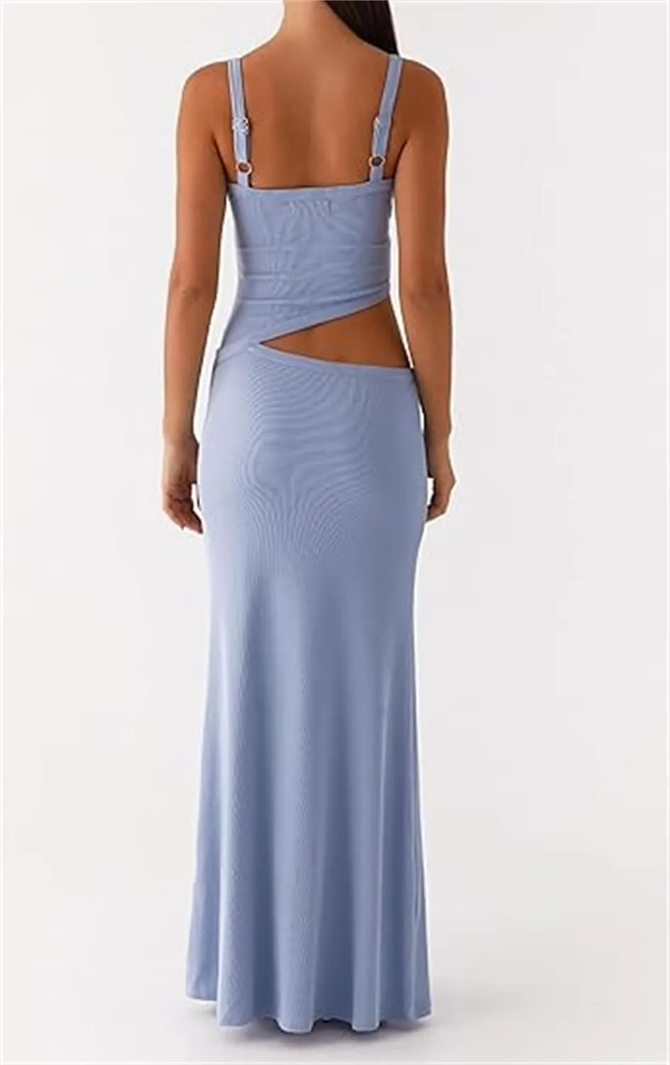 Thopavenoir Women's Sexy Cut Out Maxi Dress Backless Sleeveless Slip Dresses Elegant Bodycon Long Dress Cocktail Partywear