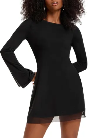 Topcloset Womens Bodice Dress Long Sleeve Dress Backless Flare Mini Dresses Going Out Party Club Dress