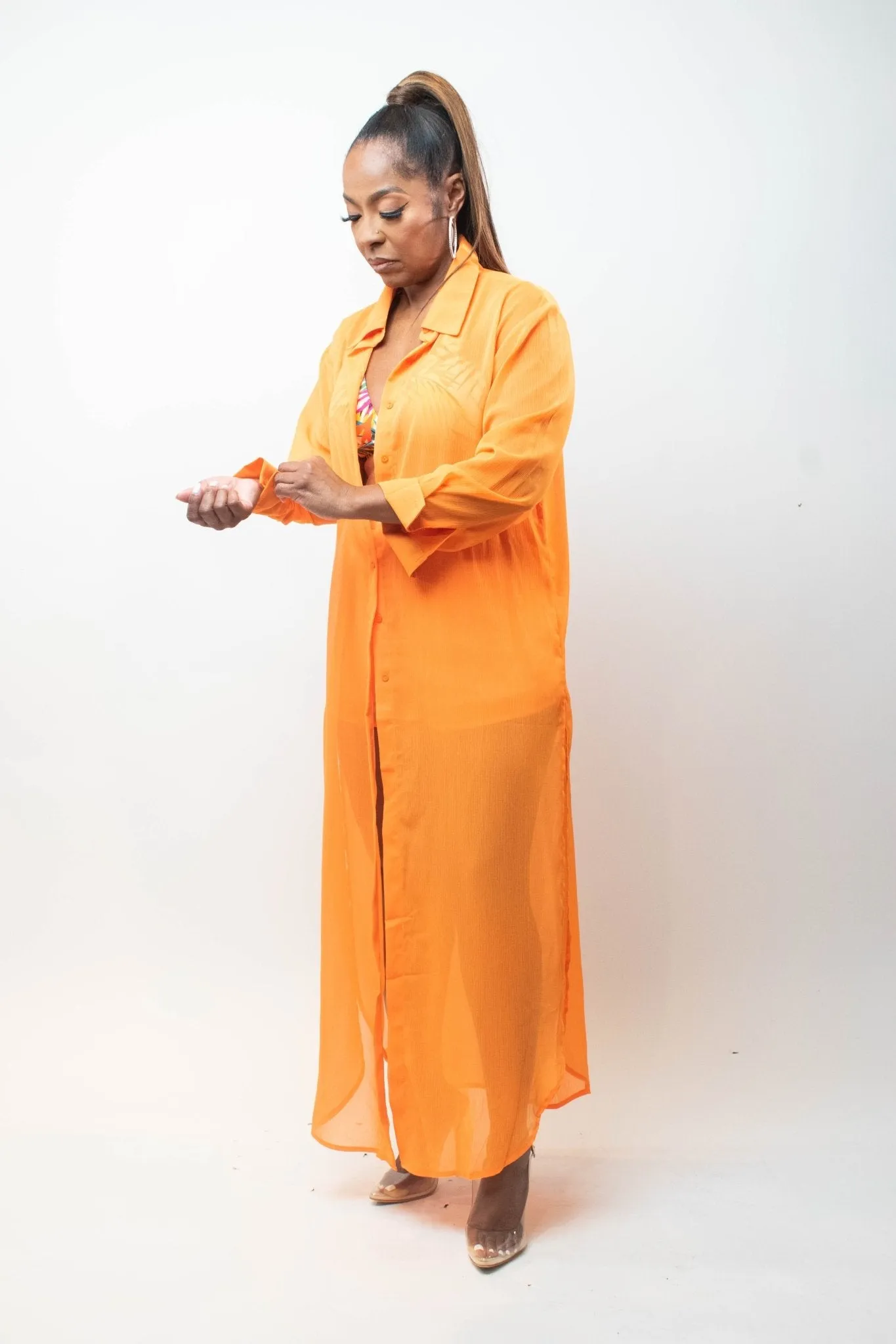 Two-piece Long Shirt and Short Set