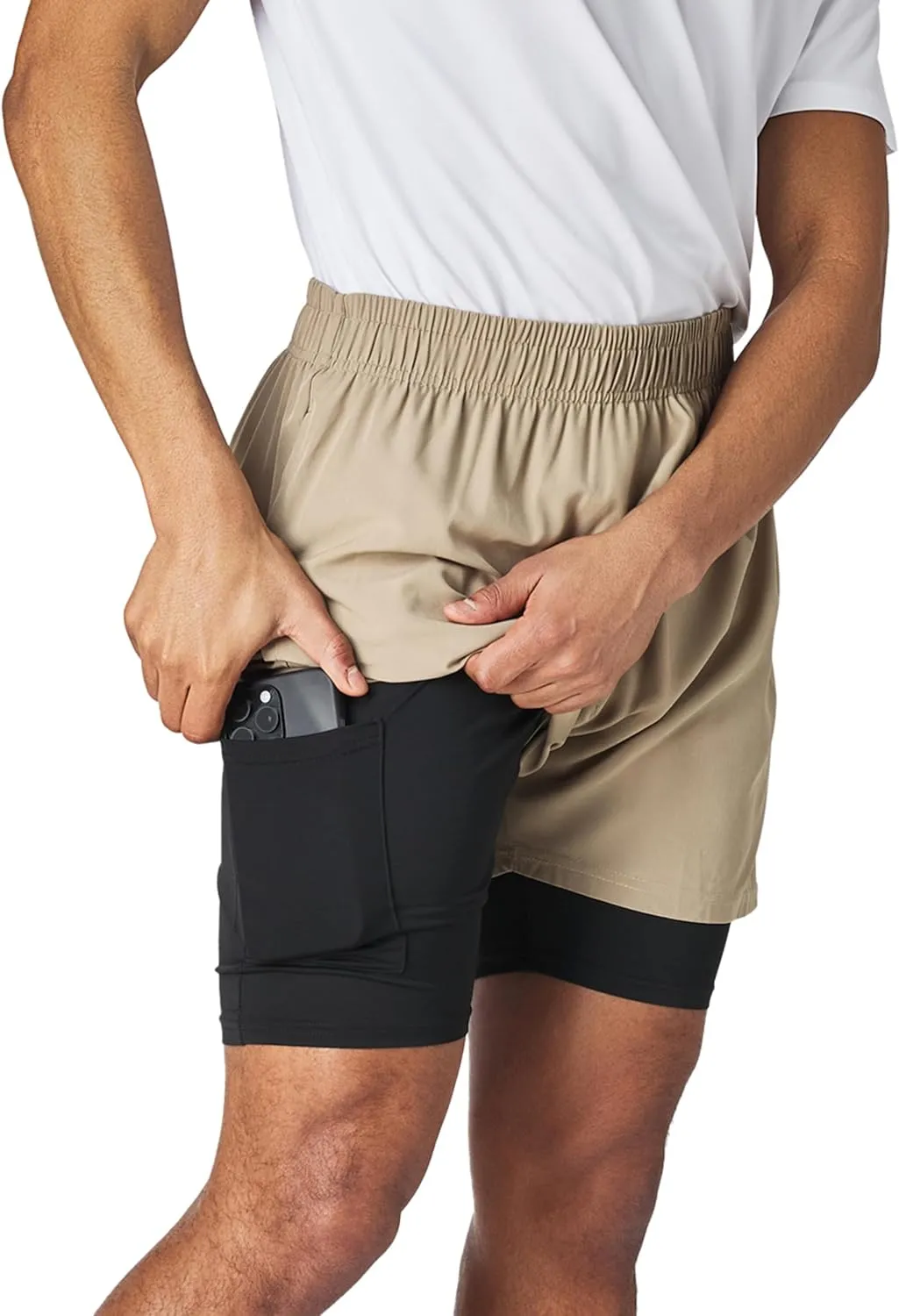 Ultra Performance Men's Athletic 2 in 1 Compression Shorts 2 Pack Mens Gym Workout Running Shorts for Men, 5 Inch Inseam