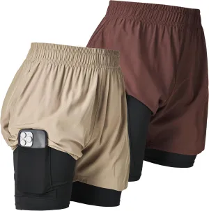 Ultra Performance Men's Athletic 2 in 1 Compression Shorts 2 Pack Mens Gym Workout Running Shorts for Men, 5 Inch Inseam