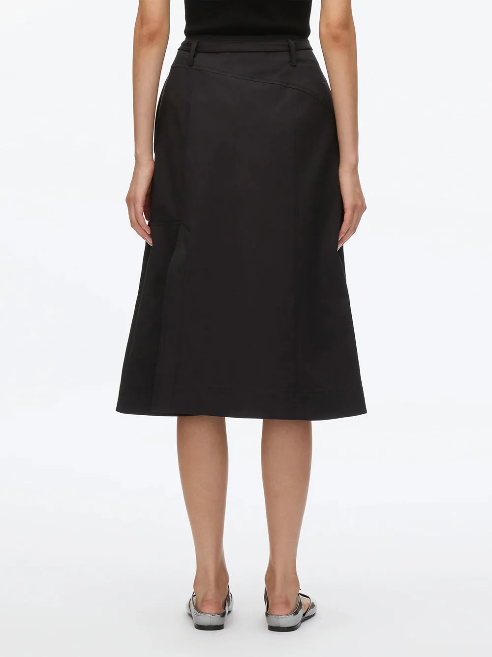 Utility Skirt with Zip Chiffon Godet (Black)