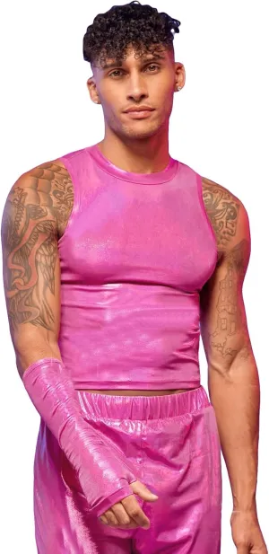 WDIRARA Men's Plus Size 2 Piece Outfits Party Round Neck Sleeveless Vest Top and Pants Set